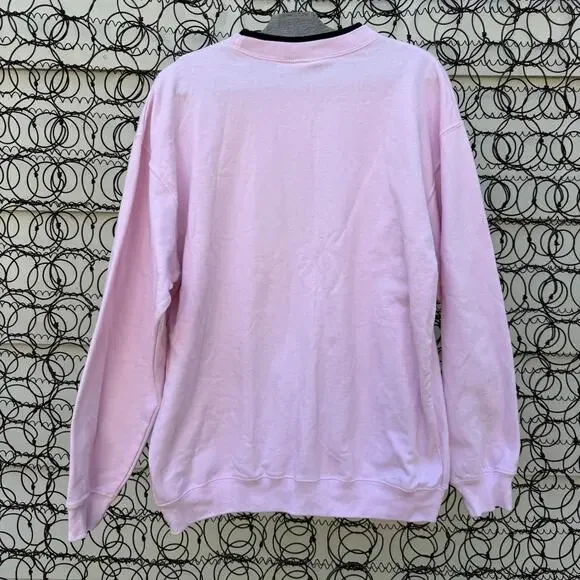 Vintage Coquette Whimsy Pale Pink Black plaid Christmas Tree Crewneck Sweatshirt - Picture 3 of 8